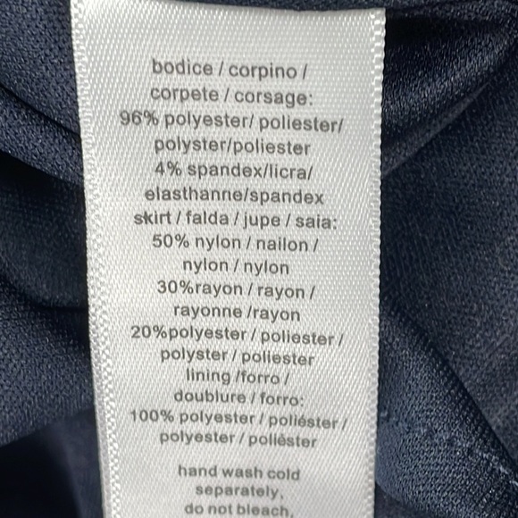 New Alex Evenings Dress Navy Blue Mixed Media Sequin Rosettes Midi Wrap Top 10P - Picture 15 of 15